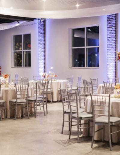 Reception area tables with decor